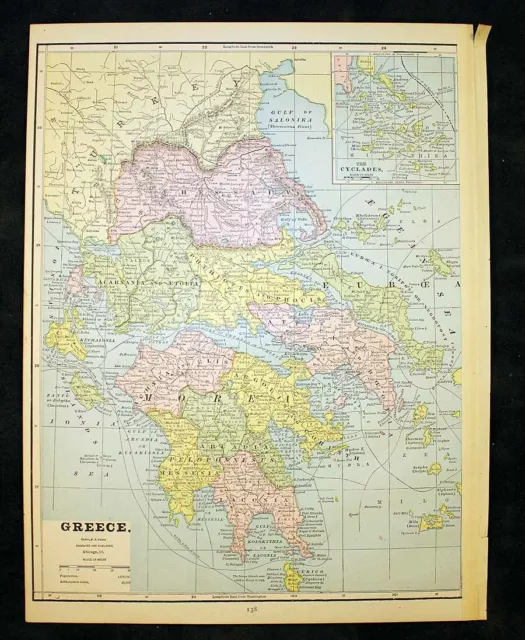 Antique Map Germany 1889 or Italy and Greece 3