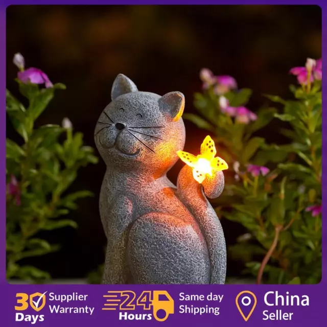 Cat Figurine with Solar Light Cat Garden Decor Indoor Outdoor Use Home Decor ☘️