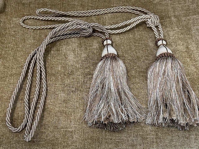 Vtg Gold Tone Curtain Drapery Tie-Back Twisted Rope Tassel Pair New, Other