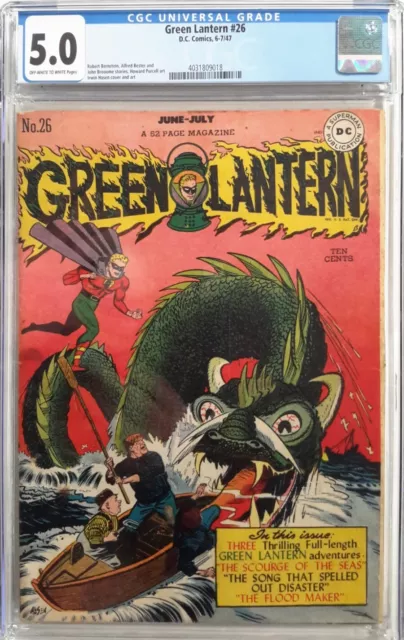 🔥Green Lantern #26 Cgc 5.0*Dc Comics, 1947*Lock Ness Nessie Cover*Golden Age💍
