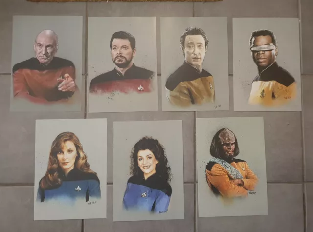 Star Trek 7 A4 exclusive Artprints drawn  by fletch.the next generation crew