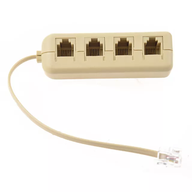 RJ11 6P4C une 6P4C 4 Voies Separateur de Ligne de Telephone Adapteur Beige L2J4