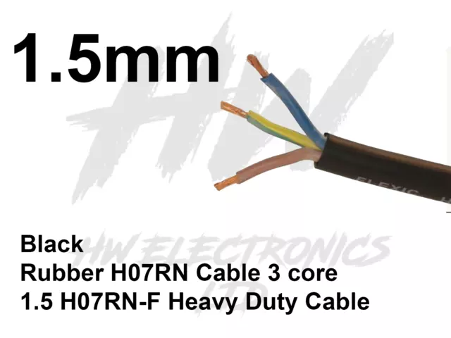 Rubber Cable 3 core 1.5 H07RN-F Heavy Duty Pond Outdoor Site lead