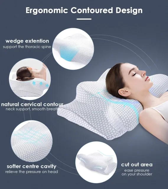 Memory Foam Orthopedic Cervical Pillow for Neck＆Shoulder Pain Relief Comfor U.S