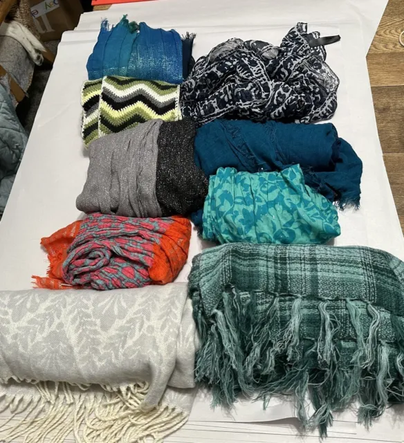 Scarf Lot of 9 Assorted Colors Patterns Mall Brands Express Loft NY & Co GAP