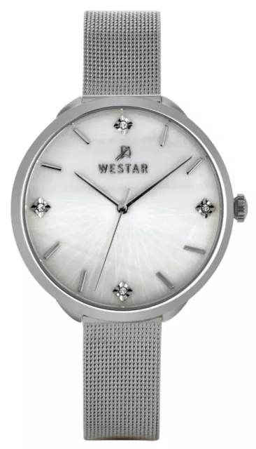 Westar Zing Accents de Cristal Cadran en Nacre Blanche Quartz Montre Femme