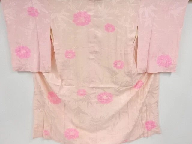36652# Japanese Kimono / Antique Hitoe Juban / Shibori / Flowers