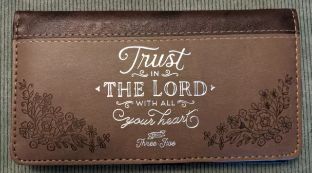 Men's Womens Christian Trust In Lord Brown PROV 3:5 Lux Leather CHECKBOOK COVER