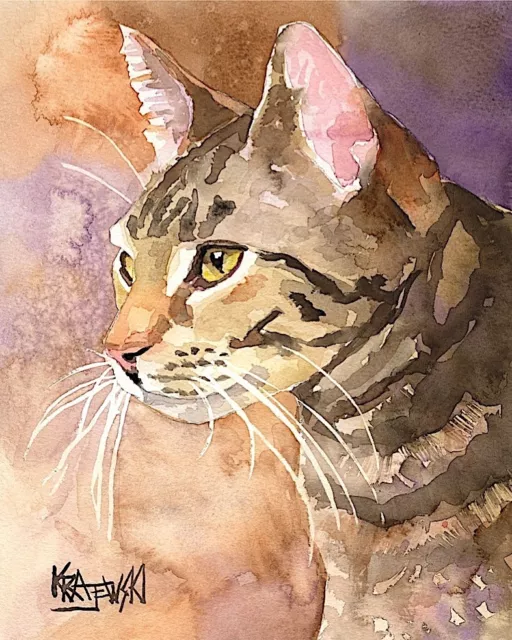 Tabby Cat Art Print from Painting | Cat Gifts | Poster Picture, Mom, Dad 8x10