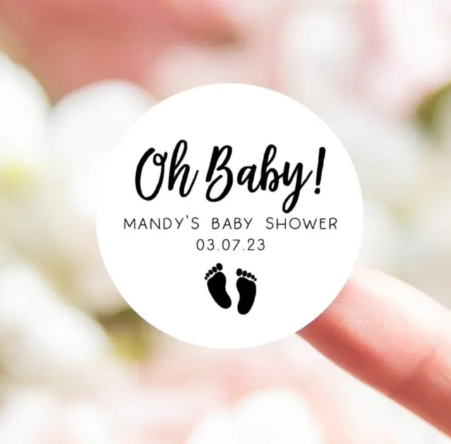 Personalised baby shower sticker oh baby stickers botanical 35x sticker