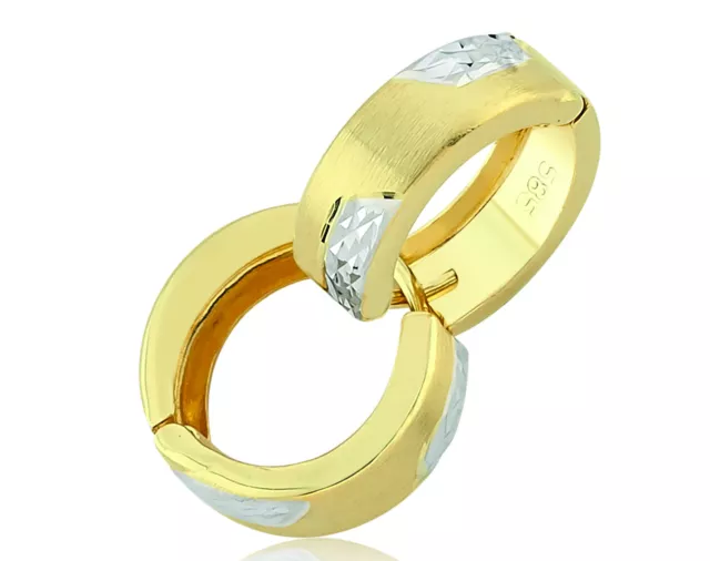 Pargold Gold Ohrringe 585 - 14 Karat Creolen Bicolor Ohrringe für Damen 14ct