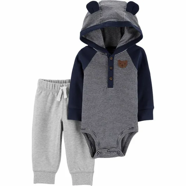Carter's Baby Boys 2-Pc. Cotton Hooded Bodysuit & Jogger Pants Set 3m