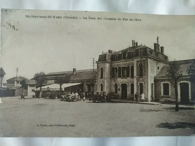 CPA France St Mariens Saint Yzan Gironde Railway Station State Dando Collection