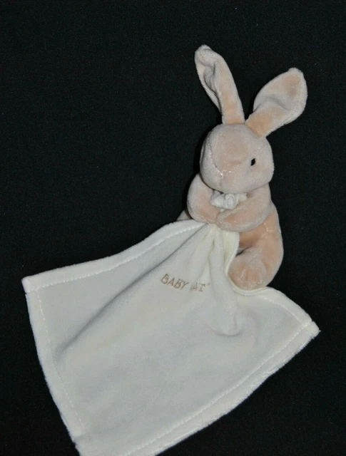 Doudou Lapin BABY'NAT BABYNAT Beige Mouchoir Crème Ecru Peluche 17 Cm Etat NEUF