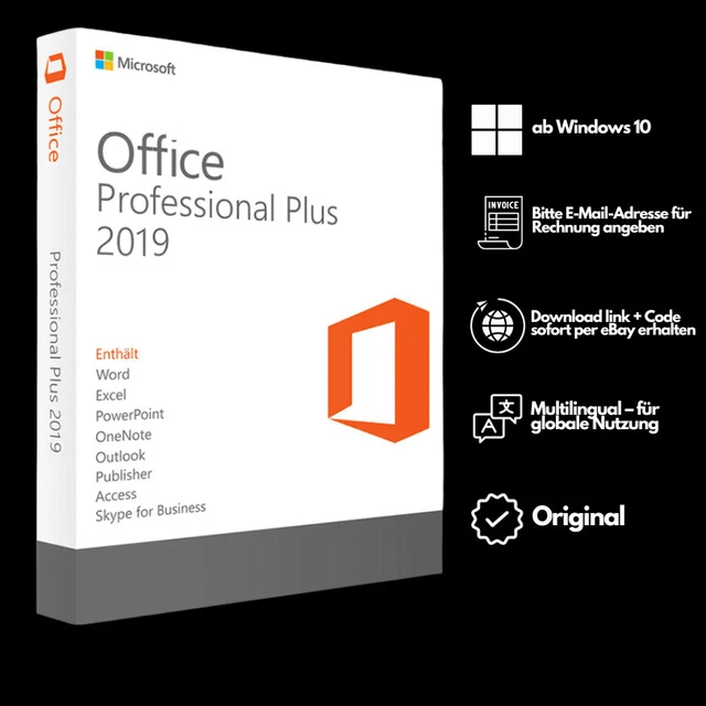 MICROSOFT OFFICE 2019 Professional Plus Retail Key - Sofort Digitale ...