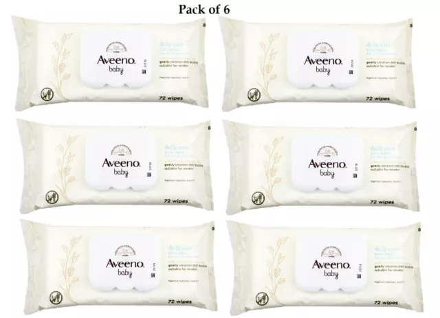 Aveeno Baby Daily Care Wipes (Pack of 6) 72 wipes in each Pack