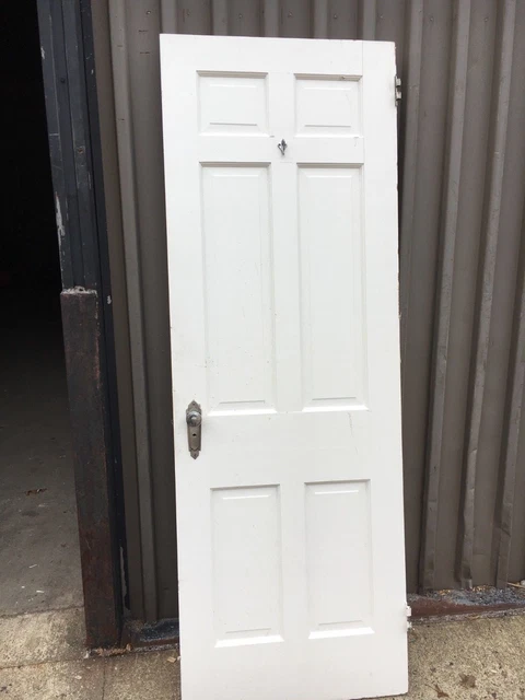 c1900 Victorian era 6 panel pantry or closer door 80" x 28" x 1.5" period knob 7