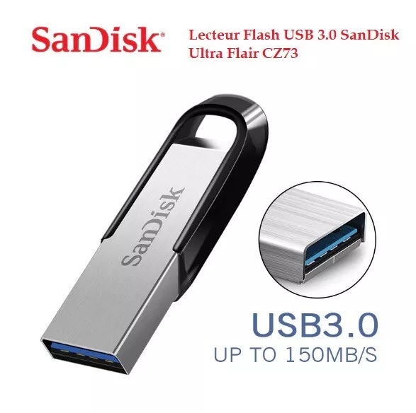 Clé USB SanDisk CZ73 Ultra Flair 16GB, 32GB, 64GB, 128GB, 256GB USB 3.0