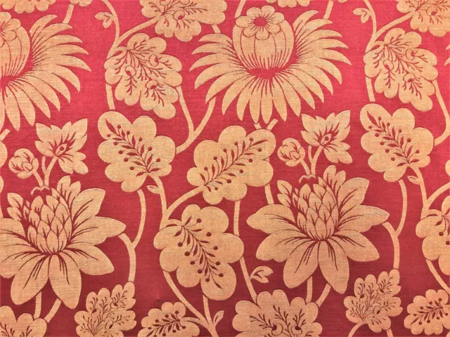 Lee Jofa Hanbury Weave Red Beige Floral Damask Upholstery Drapery Fabric