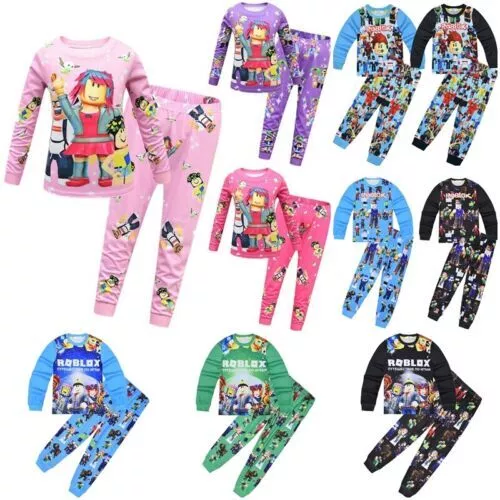 Boys Girls Roblox T-shirt Tops Pants Outfit Sleepwear Pyjamas Pjs Set Kids Gift