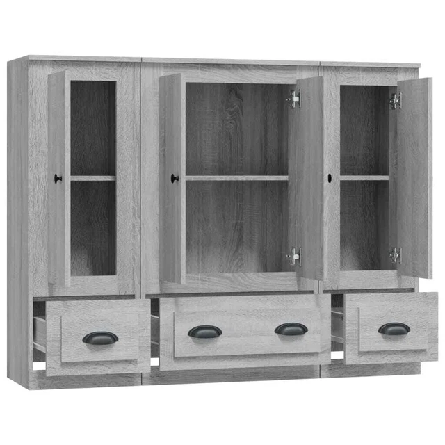 AX Credenza 3 Mobiletti 132x35.5x103.5cm Grigio Sonoma Minimalista Sala 3185301