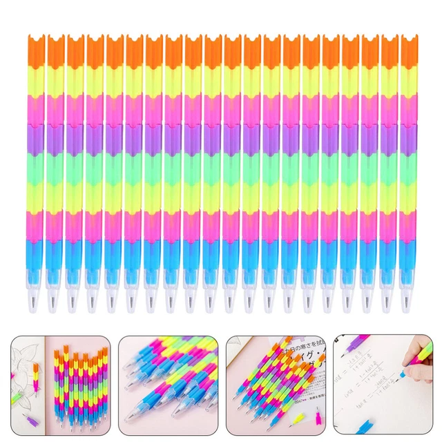 20 un. lápices apilables lápices coloridos lápices desmontables sin afilar