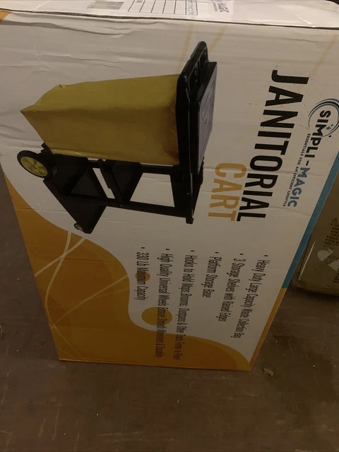 Commercial Janitorial Cleaning Cart 3 Shelf Housekeeping Vinyl Bag Heavy Duty