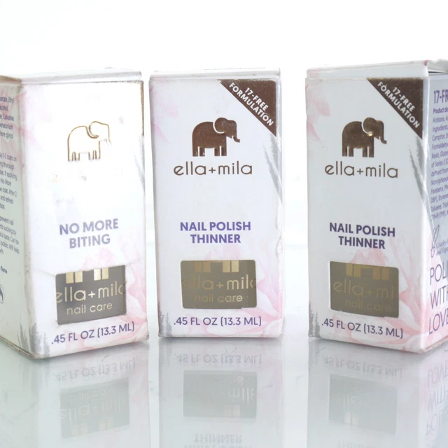 lot of 3 pcs Ella+Mila  INCLUDES; 2Nail Polish THINNER + 1 NO MORE BITTING