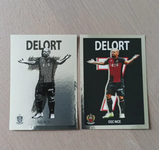 Lot of 2 2023 ANDY DELORT NICE PANINI FOOT STICKERS # 237 CRACK ART TOPLOADER