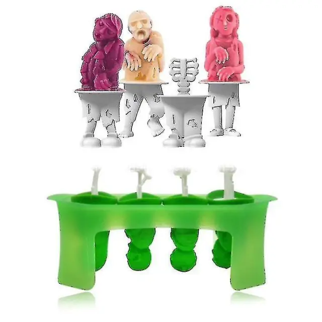 Zombies Ice Cream Mold Ice Cube Molds Set 4 Popsicle Makers With Sticks