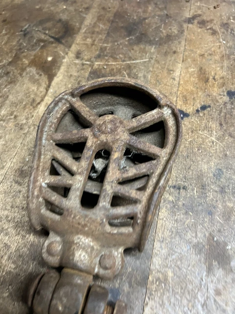 Old Cast Iron Myers & Bro Ashland Ohio Hay Trolley Carrier Barn Drop Pulley Part 3