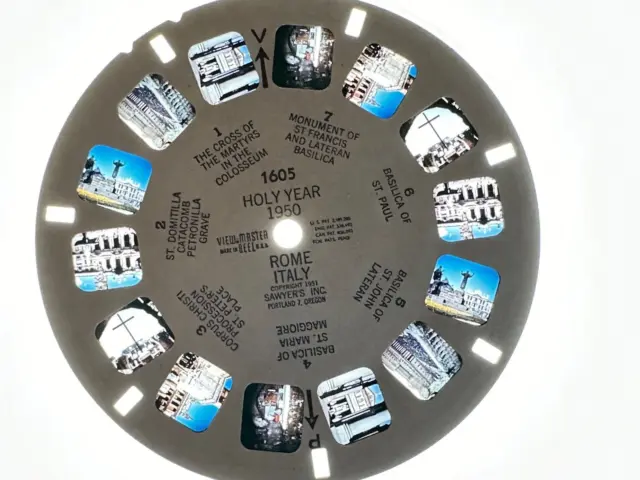 Sawyers View-Master Reel 1605 The Holy Year 1950 Rome Italy 1951 W/Sleeve