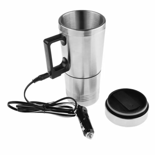 12V In-Car Thermos Thermal Heated Travel Mug Cup Caravanning Camping Coffee Tea 2