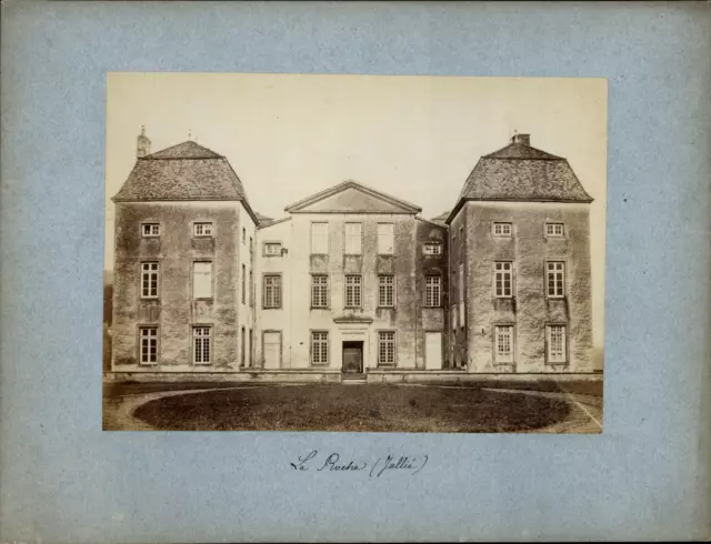 France, Jullié, Château de La Roche, Façade vintage albumen print Tirage album