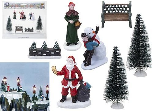 Miniature 7-Pack Christmas Village Resin Figure Collectible Ornaments
