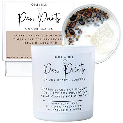 Pet Memorial Candle, Loss of Dog or Cat Remembrance Sympathy Grief Paw Prints