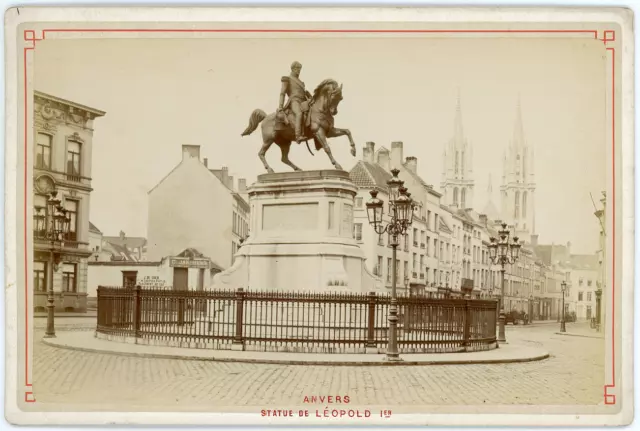 Belgique, Anvers, Statue de Léopold Ier, ca.1880, Vintage albumen print vintage