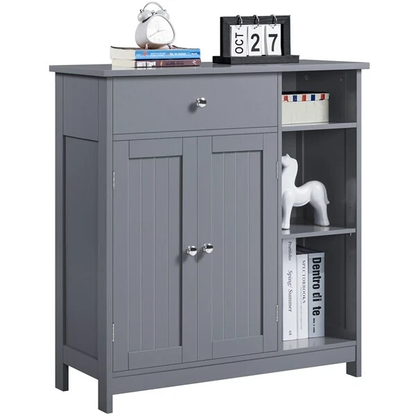 Armoire Salle De Bain Blanc Brillant - Meuble Rangement 5 Compartiments, 130cm Hauteur