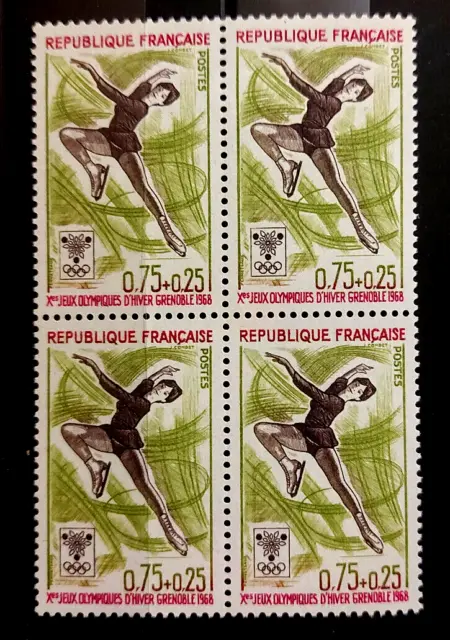 France bloc de 4 timbres  neuf** YV N°  1546 JO de Grenoble patinage