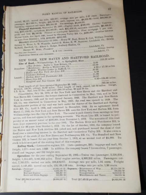 1886 train report NEW YORK NEW HAVEN & HARTFORD RAILROAD Williamsbridge Bronx NY