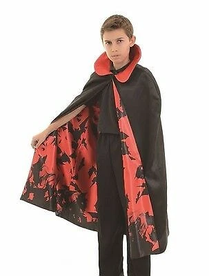 Underwraps Boy's Red and Black Cape With Bat Lining - One Size