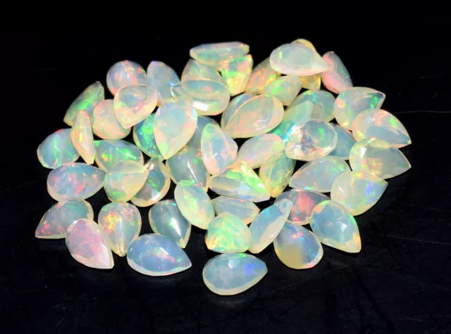 Natural Ethiopian Fire Opal Faceted Pear cut Loose Gemstone, 4x6MM 50Pcs S-1012 3