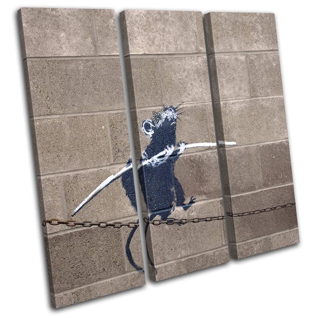 Poster Graffiti Pop Rat Banksy - Impression Sur Toile Street Art - Décoration Murale