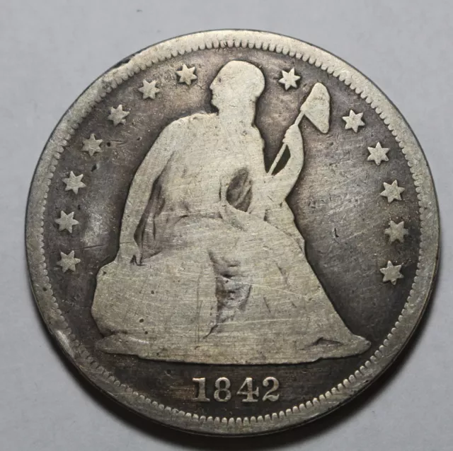 1842 Seated Silver Dollar PH899