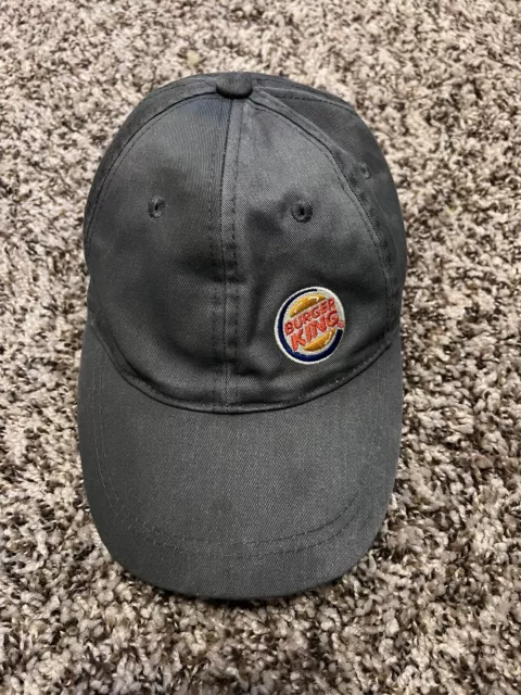 Burger King BK Logo Crew Team Member Employee Uniform Strapback Hat Cap Gray