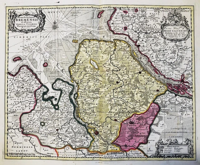 Holstein Hamburg Kiel Lübeck Karte map Schenk Kupferstich 1707 222954
