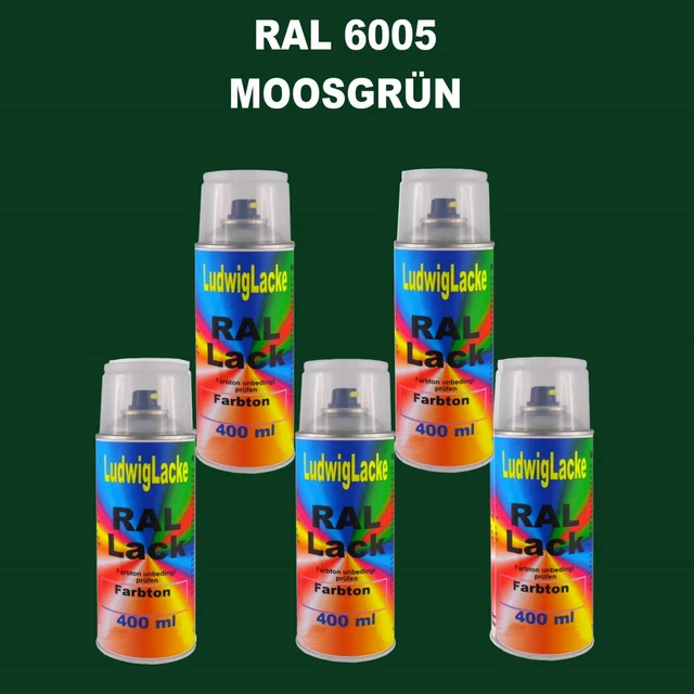 RAL 6005 VERT Mousse Brillant Spray 5 X 400ml Aérosol Spray Peinture ...