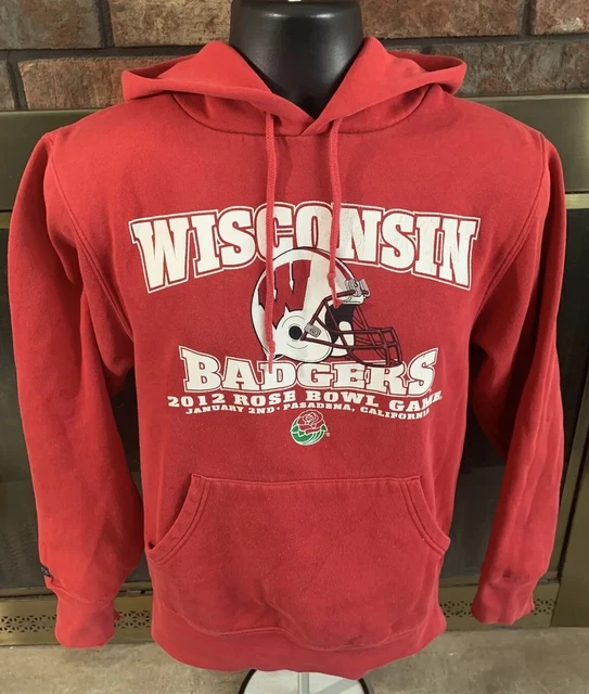 Wisconsin Badgers NCAA Football Hooded Sweatshirt Mens Size Small Rose Bowl 2012