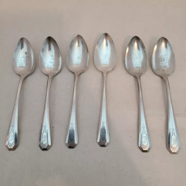 6 WM. ROGERS & SON SILVERPLATE AA Spoons Engraved D PAT. June 14-20 6"