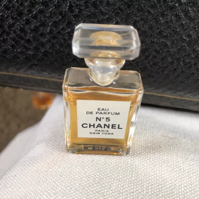 Vintage CHANEL No.5 Eau De Cologne 2” Perfume Parfum Glass Top